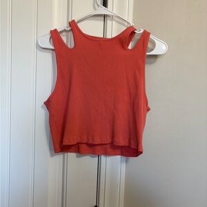 American Eagle Outfitters Coral Ribbed Crop Tank